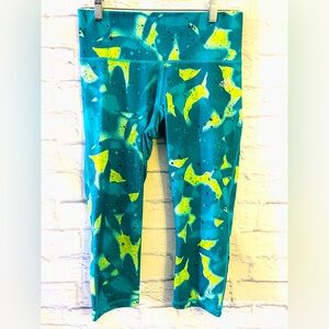 adidas Women's Climalite Leggings Shock Green Multi Color Solar  Print Med